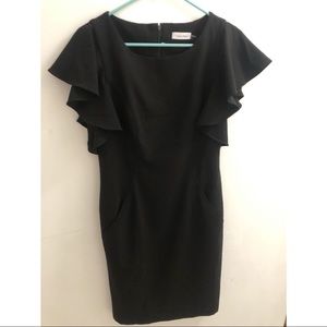 Calvin Klein black shirt-sleeved dress w/ pockets!